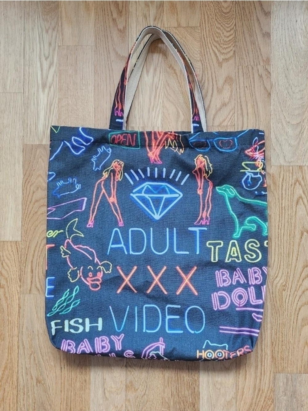 Dolls Kill Black Neon Graphic Corky ADULT Tote Bag
